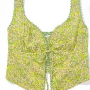 American Eagle Floral Green Cropped Top